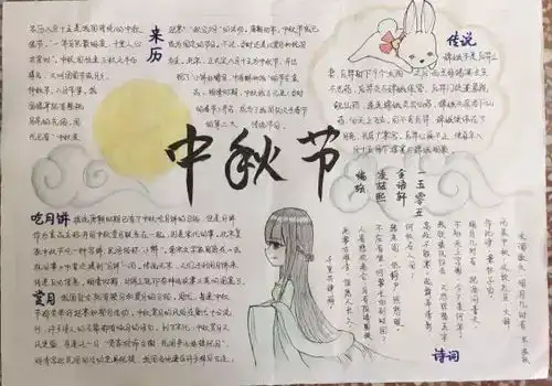 手抄报丨中秋节手抄报图片素材模板文字简单易画...赶快给孩子准备