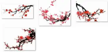 红色梅花水墨灯笼梅花古典风中国风海报素材背景图片png