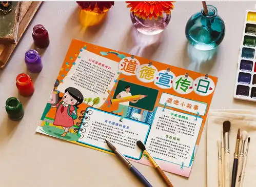 卡通橙色全民道德宣传日手抄报word模板下载word