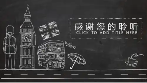 英伦风黑板粉笔手绘工作汇报总结商务报告16素材ppt模板精选