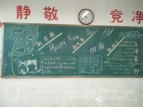 我们开学了淮滨二中初中部新年新气象主题黑板报评比