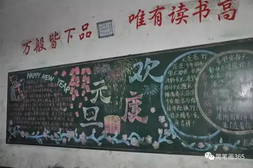 元旦黑板报简笔画大全