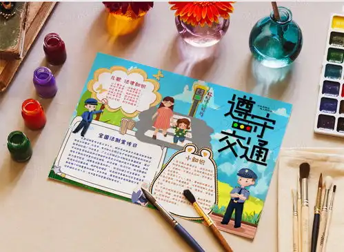 卡通蓝色法制小报遵守交通手抄报word模板下载docx格式熊猫办公