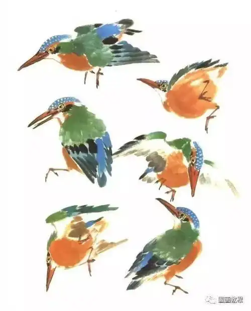 国画写意鸟儿100只,什么形态都有,够用了学习的好素材