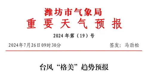 潍坊市气象局发布台风格美趋势预报