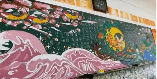 初中生黑板报火了,堪称美术生表演舞台,老师说这是好事
