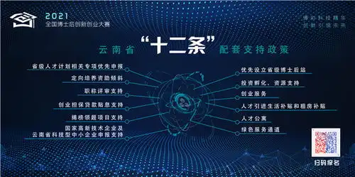 全国博士后创新创业大赛报名中,云南给参赛者备下12个大礼包