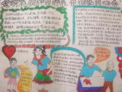文明礼仪手抄报小手拉大手,文明齐步走