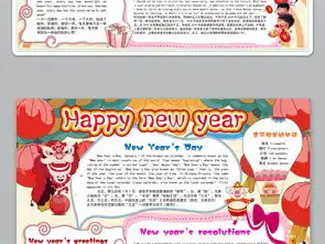 word英语新年快乐小报元旦手抄报春节电子小报图片模板worddoc设计图下载元旦手抄报大全编号19028596