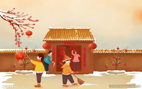 过年扫雪背景设计图
