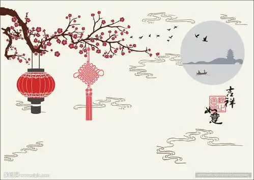 梅花灯笼设计图条纹线条