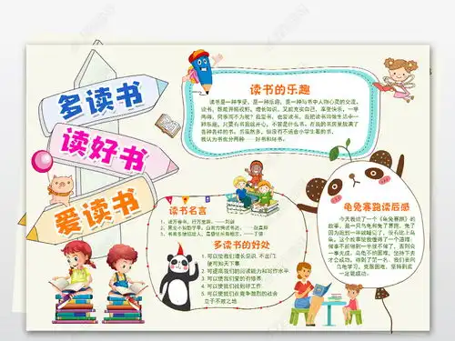 简单好看word多读书读好书爱读书小报psd空白手抄报图片模板下载