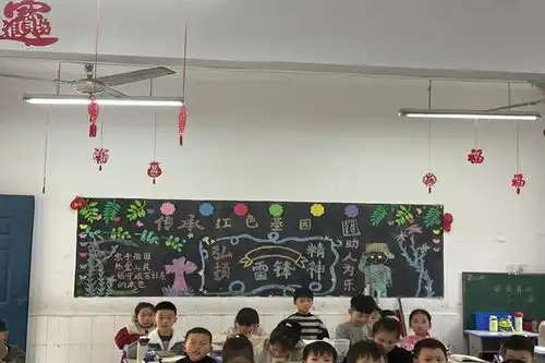 学雷锋树新风潢川县迎宾路小学开展黑板报评比活动