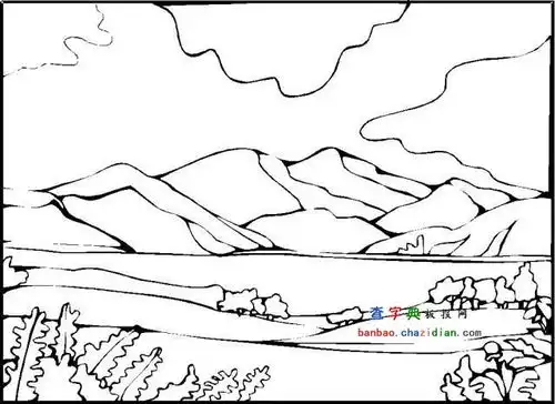 高耸的山的简笔画