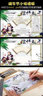 中国风端午节学生电子小报手抄报模板图片素材psd分层格式下载端午节手抄报大全
