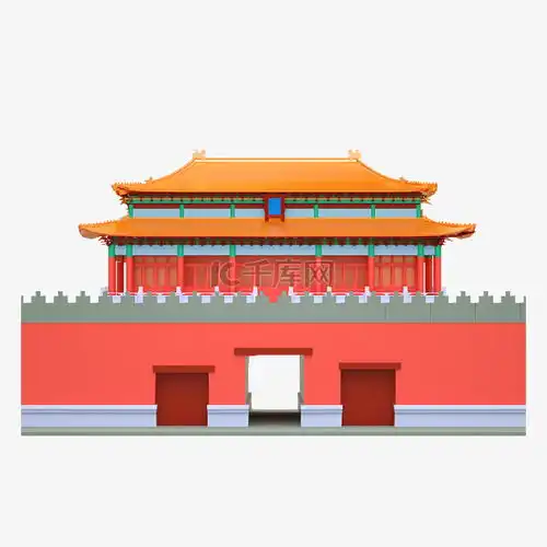 3d立体c4d建筑皇宫宫殿古建筑中式故宫城门午门素材图片免费下载千库网