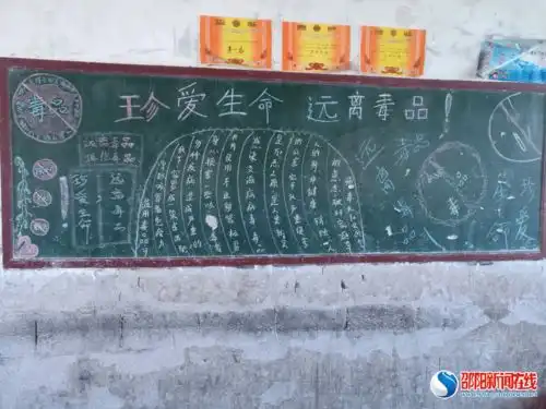 洞口县高沙镇马安中学开展禁毒教育黑板报评比活动