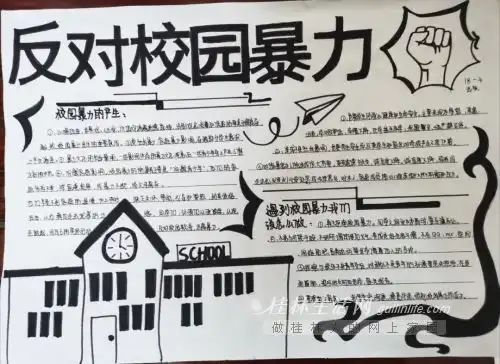 十四中开展预防校园欺凌,构建和谐校园手抄报活动