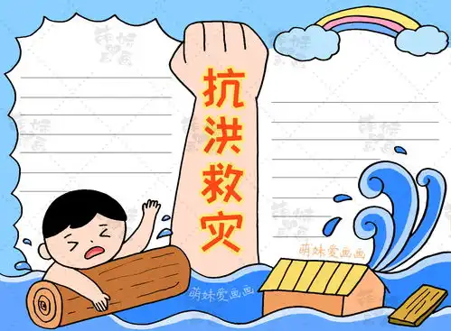 简单的小学生抗洪救灾手抄报,含内容文字,家长可收藏备用
