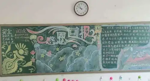 郑州市惠济区薛岗小学举办学会感恩主题黑板报评比活动