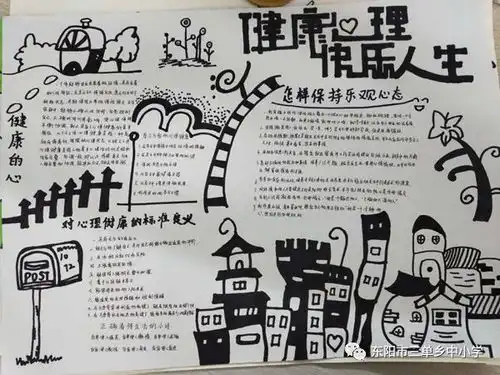 三单乡中小学初中部心理健康手抄报,和谐校园共构建