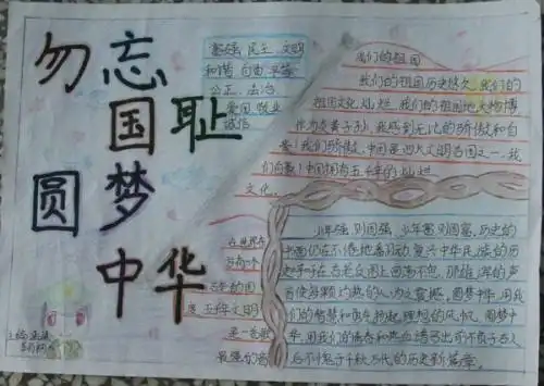 铭记历史,爱我中华,勿忘国耻手抄报一年级