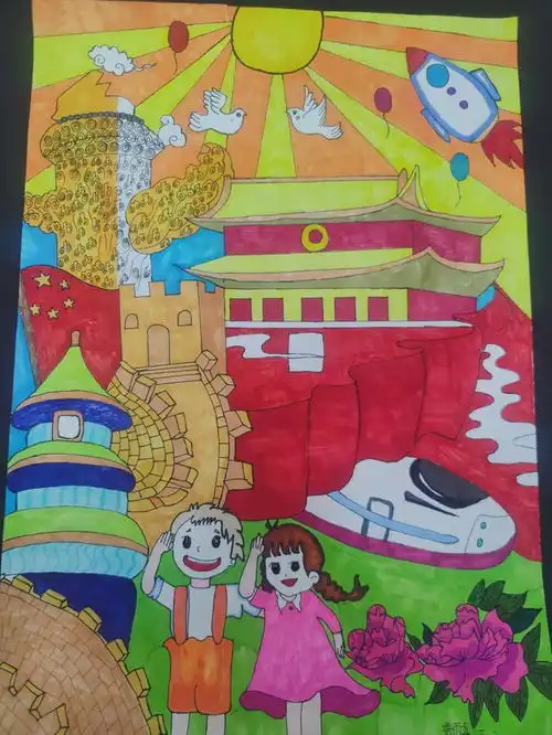 心有国旗红东泰小学开展爱国主题绘画手抄报比赛