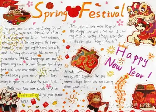 英语版元旦春节新年手抄报