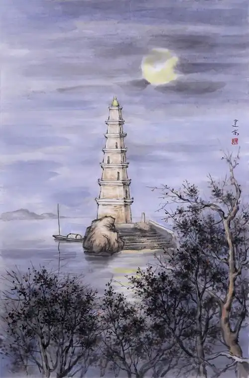 吴华林水墨工作室迎中秋庆国庆月是故乡明主题作品微展