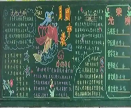 中秋节黑板报看中秋月