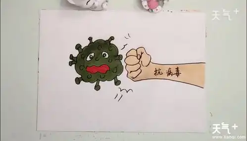 抗病毒简笔画怎么画抗病毒画报的画法