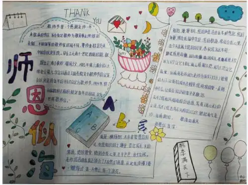 感恩教师节,难忘师生情葛沟中心小学用画笔向老师表白绘画手抄报评比活动