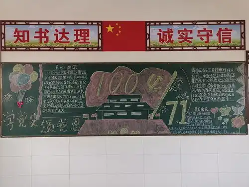 学党史颂党恩听党话跟党走刘集中心校顾庄小学开展党史学习教育黑板报评比活动