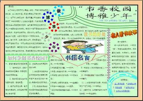 书香校园博雅少年电子手抄报好看
