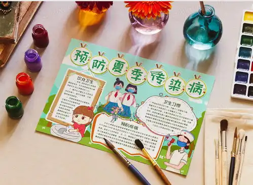 卡通夏季预防传染病卫生健康小报手抄报模版word模板下载夏季