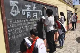 滑县一中学生创作青年节专题黑板报纪念五四运动97周年