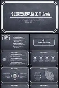 年黑板风格工作计划总结ppt模板素材下载