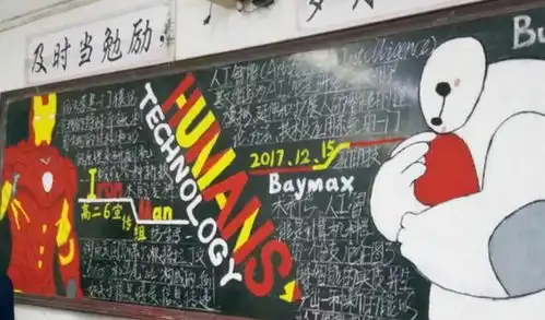 初三女生黑板报绝绝子,媲美专业画家,引来隔壁同学们的围观