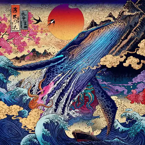 取材于山海经的国风插画,作品风格极具视觉冲击力