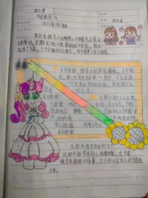 读书打卡,滴第三季天天读书活动优秀读书笔记展示来啦五