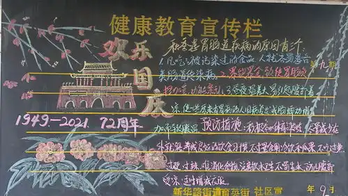 巩义市新华路街道育英街社区的五彩黑板报