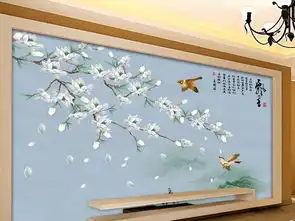 新中式手绘玉兰花鸟飘香背景墙装饰画图片素材psd效果图下载手绘电视背景墙图大全电视背景墙编号18505939