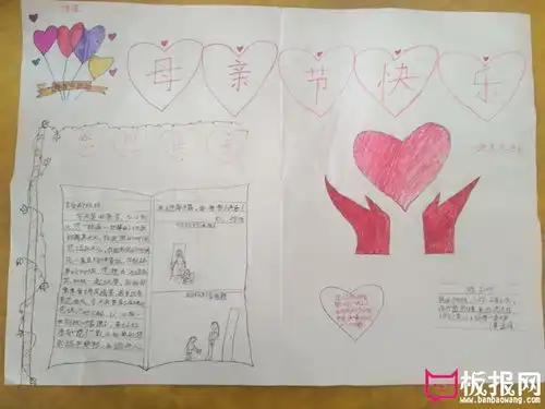 小学生母亲节手抄报,母亲节快乐