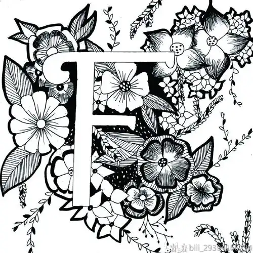 黑白线描创想篇英文字母设计来源于网络
