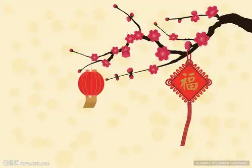 矢量图新年梅花灯笼中国结背景图设计图