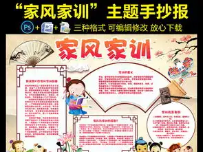 家风家训小报家规国学经典手抄报电子小报图片模板下载