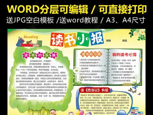 读书小报读后感word模板图片下载