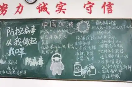 德清求是高中科学应对,群防群控病毒防范健康卫生黑板报