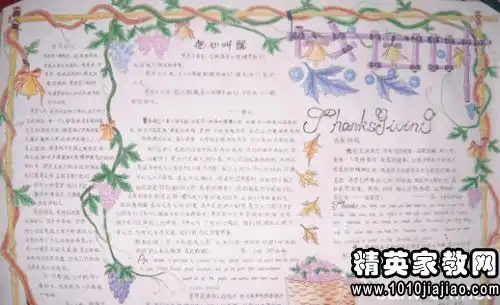 感恩节黑板报模版
