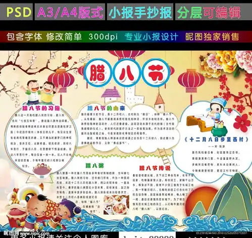 腊八小报鸡年新年手抄报设计图psd分层素材psd分层素材